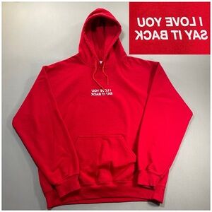 Lonely Ghost Hoodie Sweatshirt "I Love You Say It Back", Red - Unisex Medium